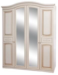 VerDesign NIKA šatní skříň 4D, bílé dřevo/patina