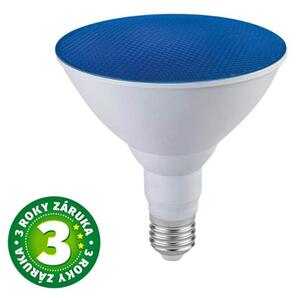 Prémiová barevná LED žárovka E27 15W, PAR38, reflektorová, modrá, 3 roky záruka