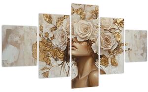 Obraz - Dívka s růžemi (125x70 cm)