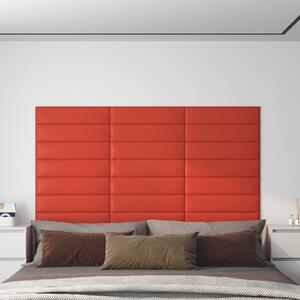 Nástěnné panely 12 ks červené 60 x 15 cm umělá kůže 1,08 m²