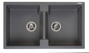 Granitový dvoj-dřez REGINOX AMSTERDAM 860.2 bez odkapu, barva Grey metalic (silvery)