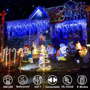 Venkovní LED vánoční závěs - modrá, od 2,5m do 10m, stále svítící, časovač Délka světelné části + délka přívodního kabelu a počet LED: 2,5m+5m, 105 LED