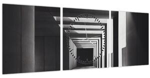 Obraz - Čtvercový tunel (s hodinami) (90x30 cm)