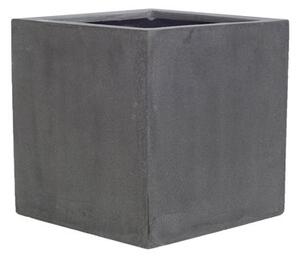 Pottery Pots Venkovní květináč čtvercový Block S, Grey (barva šedá), kolekce Natural, kompozit Fiberstone, d 30 cm x š 30 cm x v 30 cm, objem cca 26 l - SKLADEM 1KS