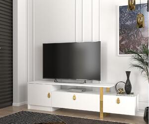 TV stolek/skříňka Aramos (bílá + zlatá). 1089040