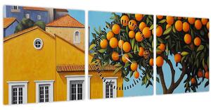Obraz - Pomerančovník (s hodinami) (90x30 cm)