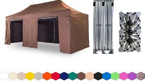Nůžkový párty stan 4x8 m TENTino BIG HEXAGON EXTREME Barva: 10A - HNĚDÁ