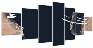 Obraz - Tmavě modrá abstrakce (210x100 cm)