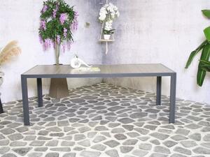 Hliníkový zahradní stůl Bergamo keramika 217cm x 95cm, šedý, pro 8 osob