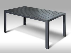 Hliníkový nábytek: stůl Jerry 160cm tm.šedý a 6 designových křesel Jasper
