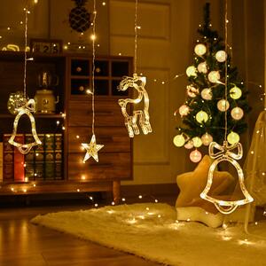 Vnitřní LED vánoční závěs - sob, stromeček, zvoneček, 3m, 138 LED, různé barvy na výběr Barva: Teplá bílá