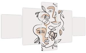 Obraz - Line art obličeje (125x70 cm)