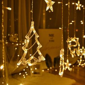 Vnitřní LED vánoční závěs - sob, stromeček, zvoneček, 3m, 138 LED, různé barvy na výběr Barva: Teplá bílá