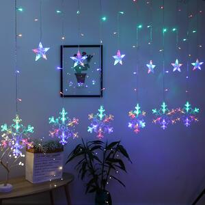 Vnitřní LED vánoční závěs - sněhové vločky , 3m, 138 LED, různé barvy na výběr Barva: Teplá bílá