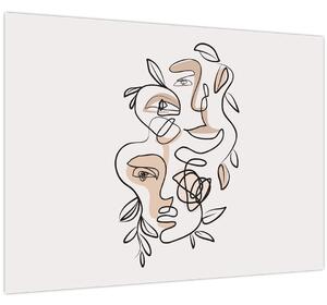 Obraz - Line art obličeje (70x50 cm)
