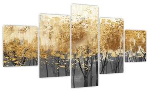 Obraz - Zlaté stromy (125x70 cm)