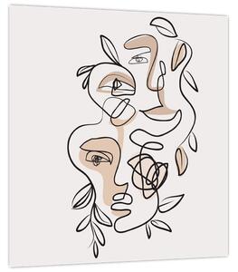 Obraz - Line art obličeje (30x30 cm)