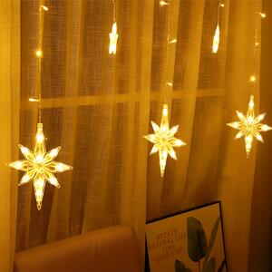 Vnitřní LED vánoční závěs - Osmicípé hvězdy , 3m, 138 LED, různé barvy na výběr Barva: Studená bílá