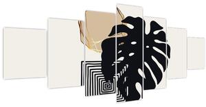 Obraz - Abstrakce s tropickými listy N⁰2 (210x100 cm)