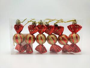 Vánoční ozdoby na stromeček, kulaté bonbóny, 6 ks, různé barvy na výběr Barva: Červená