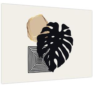 Obraz - Abstrakce s tropickými listy N⁰2 (70x50 cm)