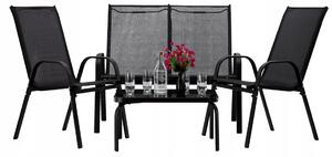 GARDEN SELECT Sada zahradního nábytku pro 4 osoby + stolek v černé barvě