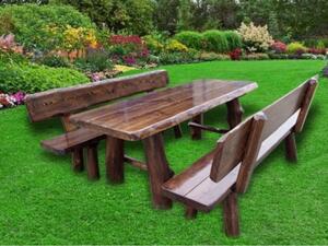 Dřevěný zahradní nábytek z masivu Obří Důl 2m pro 6 osob hnědý