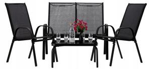 GARDEN SELECT Sada zahradního nábytku pro 4 osoby + stolek v černé barvě