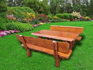 Dřevěný zahradní nábytek z masivu Obří Důl 2m pro 6 osob oranžový