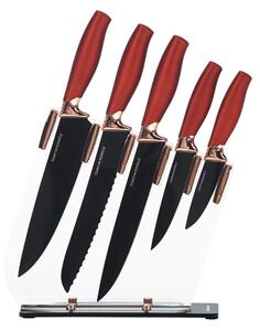 TEMPO-KONDELA MALIKA, sada nožů, set 6 ks, ve stojanu, červená
