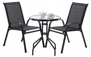GARDEN SELECT Sada zahradního nábytku pro 2 osoby + stolek v černé barvě