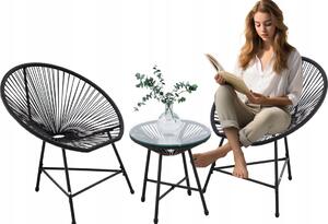 GARDEN LINE Sada zahradního nábytku pro 2 osoby + stolek v černé barvě