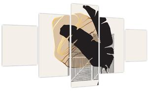 Obraz - Abstrakce s tropickými listy N⁰4 (125x70 cm)