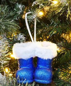 Sada vánočních ozdob na stromeček, Závěsné mikulášské boty s bílým kožešinovým lemem, 2ks, různé barvy na výběr Barva: Bílá