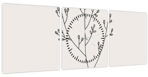 Obraz - Luční květ N⁰3 (s hodinami) (90x30 cm)