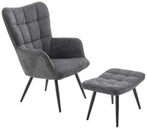 RELAXAČNÍ KŘESLO S TABURETEM, kov, textil, tmavě šedá Ti'me - Křesla klasická