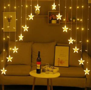 Vánoční LED světelný závěs ve tvaru V s hvězdičkami, 162 LED, 3m, různé barvy na výběr Barva: Studená bílá