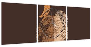 Obraz - Oranžové oblouky N⁰2 (s hodinami) (90x30 cm)