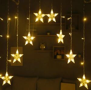 Vánoční LED světelný závěs ve tvaru V s hvězdičkami, 162 LED, 3m, různé barvy na výběr Barva: Studená bílá