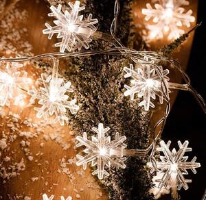Vnitřní LED vánoční řetěz se sněhovými vločkami, teplá bílá, 3m, 28 LED