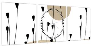 Obraz - Grafická louka N⁰2 (s hodinami) (90x30 cm)