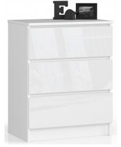 Komoda K60 3S - bílá/bílá lesk