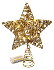 Vánoční světelná hvězda na špičku stromečku, teplá bílá, na baterie, 24cm