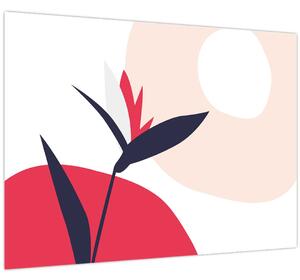 Obraz - Růžová florální abstrakce N⁰1 (70x50 cm)