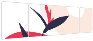 Obraz - Růžová florální abstrakce N⁰1 (170x50 cm)