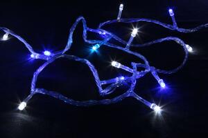Vnitřní vánoční LED řetěz, modrá, 2m, 200 LED, bílý kabel, na baterie