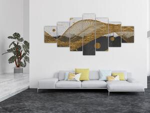 Obraz - Zlaté pírka (210x100 cm)