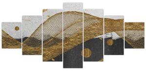 Obraz - Zlaté pírka (210x100 cm)