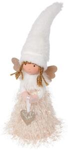 Svítící anděl na pružině 24 cm, dlouhá bílá čepice