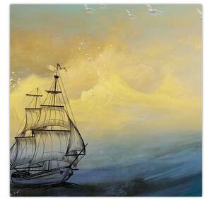 Obraz - Malba loď na moři (30x30 cm)